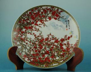 China Antique Hand - Made Famille Rose Porcelain Peach Blossom Pattern Plate B01