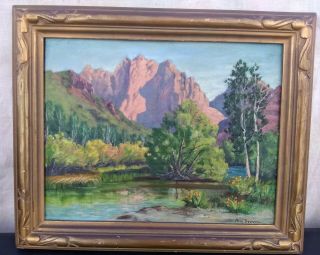Vtg California Listed Artist Amy Difley Brown Plein Aire Yosemite Painting