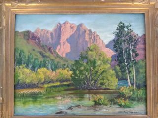 VTG CALIFORNIA LISTED ARTIST AMY DIFLEY BROWN PLEIN AIRE YOSEMITE PAINTING 2