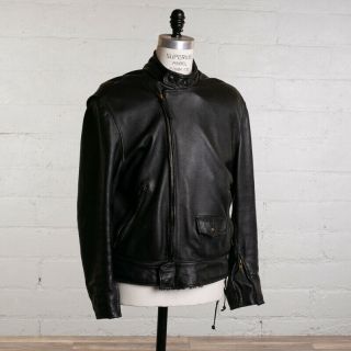 Thurlow Vintage Moto Jacket Size 40 Black Deerskin Made In Usa