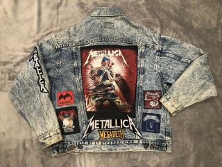 Vintage Xl Levis Denim Jean Metallica Fiddler Jacket 80’s 1982 Wasp Iron Maiden