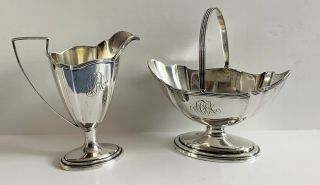 Gorham Sterling Plymouth Pattern Creamer & Sugar Basket A2313 - 14 Weight 243 Gram