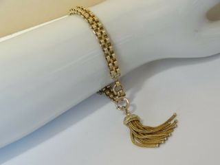 Antique Victorian Rose Gold Filled Pocket Watch Chain Bracelet Tassel Fob 7.  5 