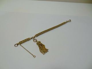 Antique Victorian Rose Gold Filled Pocket Watch Chain Bracelet Tassel Fob 7.  5 