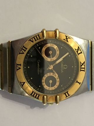 Mens Vintage Omega Constellation Day Date 18k Yellow Gold & Steel Watch 2