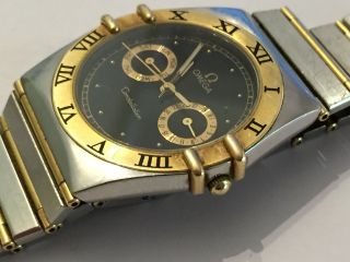 Mens Vintage Omega Constellation Day Date 18k Yellow Gold & Steel Watch 3