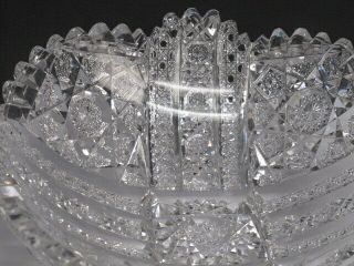 Signed Eggington American Brilliant Period hand Cut Glass bowl sharp ANTIQUE ABP 2