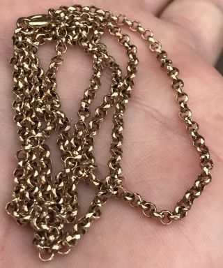 A Ladies Or Gents Good Quality,  Antique Solid 9ct Gold 24 Inch Chain,  9.  3 Grams.