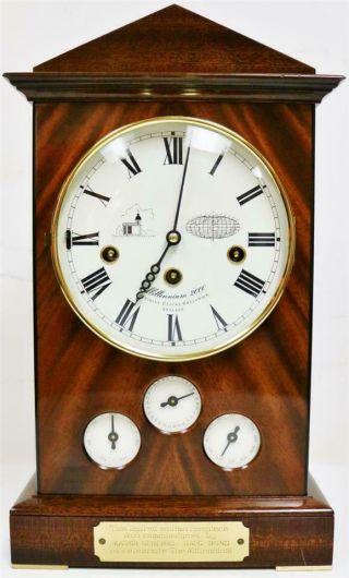 Vintage Flame Mahogany Kinght & Gibbon Multi Dial Calendar Musical Library Clock