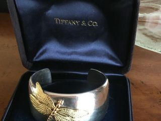 2001 Tiffany & Co.  Sterling Silver And 18k Gold Dragonfly Cuff Bracelet - Rare