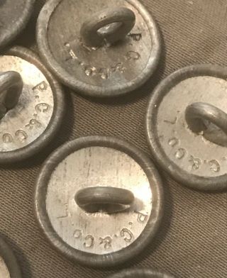 12 WW2 German 16mm Silver Pebbled Buttons All Maker Marked P.  C.  & CO.  L. 2
