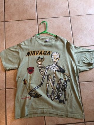 Nirvana Kurt Cobain T - Shirt Vintage 90s Incesticide Tee Shirt Green Xl X - Large