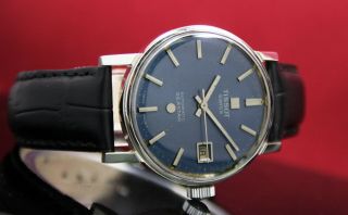 Swiss TISSOT Seastar Automatic Date Mens Steel Vintage Wrist Watch Blue Dial 2