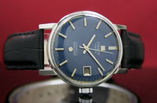 Swiss TISSOT Seastar Automatic Date Mens Steel Vintage Wrist Watch Blue Dial 5