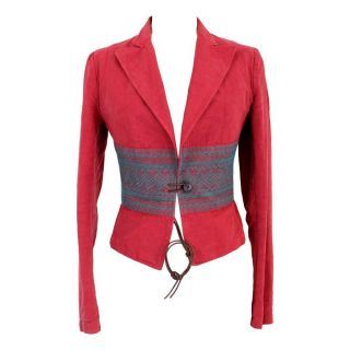 Dries Van Noten Jacket Vintage Flared Short Cotton Linen Red