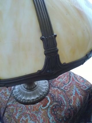 Antique Arts & Crafts Nouveau Slag Glass Lamp Large 18 