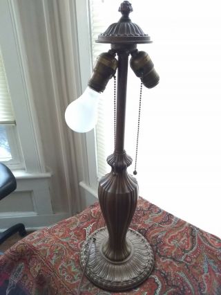 Antique Arts & Crafts Nouveau Slag Glass Lamp Large 18 