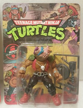 Vintage Teenage Mutant Ninja Turtles Figure Playmates Moc Bebop 1988 10 Back