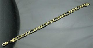 A CLASSIC VINTAGE ITALIAN 14K SOLID YELLOW GOLD 7mm FIGARO LINK 8 3/4 