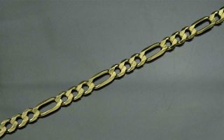 A CLASSIC VINTAGE ITALIAN 14K SOLID YELLOW GOLD 7mm FIGARO LINK 8 3/4 