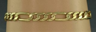 A CLASSIC VINTAGE ITALIAN 14K SOLID YELLOW GOLD 7mm FIGARO LINK 8 3/4 