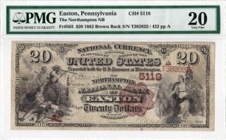 $20 1882 Bb Northampton National Easton Pennsylvania Pa Mega Rare Only 2 Exist