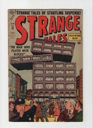 Strange Tales 31 Fn 6.  0 Vintage Marvel Atlas Comic Precode/hero Horror Gold 10c