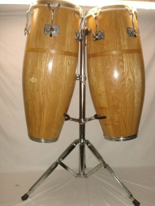 Vintage 1 - Owner 1979 Gon - Bops Natural Oak Congas W/original Gon - Bops Drum Heads