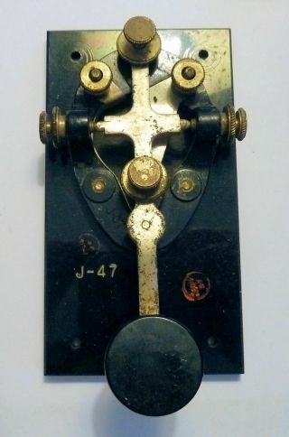 Brass & Plastic Telegrapher Key Telegraph 1920s Equipment J - 47