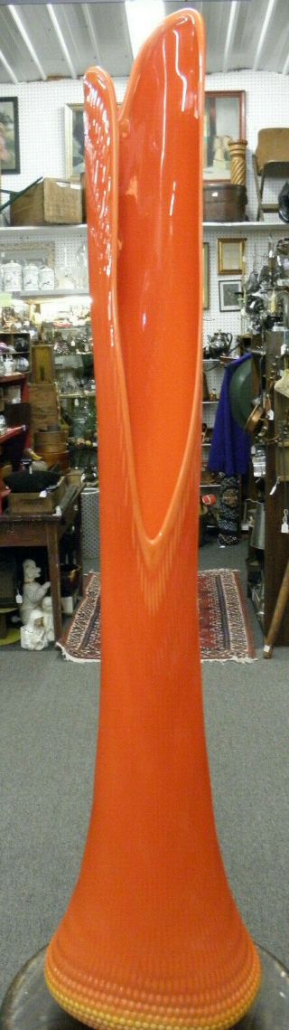 Vintage Le Smith Extra Large Orange Mid Century Modern Swung Floor Vase 41 "