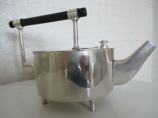 Iconic Highly Stylised Silver Plated Deco Teapot In Style Of Christopher Dresser