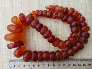 Old 1900 - 20 Natural Baltic cognac honey AMBER faceted beads Necklace 134 grams 2