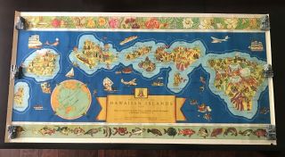 Vintage 1937 Dole Pineapple Map Of Hawaiian Islands Poster Hawaii
