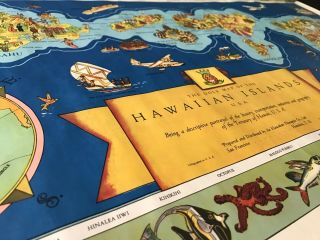 Vintage 1937 Dole Pineapple Map of Hawaiian Islands Poster Hawaii 3