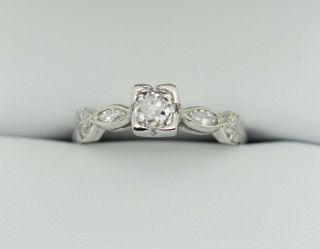 Antique Platinum 0.  59ct Old Mine Cut Diamond Engagement Ring Size 6.  25