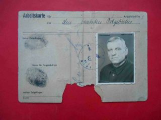 Germany Arbeitskarte Document Id With Photo For Ostarbeiter.  Occupation Ukraine