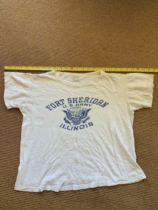 Vintage Us Army Ww2 Soldier Pt Fort Sheridan Il Homefront T Shirt Work Shirt