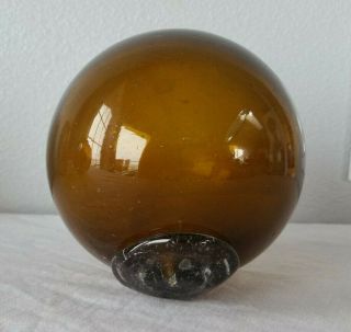 Vintage Amber Brown Glass Blown Fishing Float Japanese Root Beer 4 1/2 "