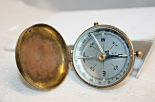 Vintage Germany Brass Compass With Slide Lock For Transporting