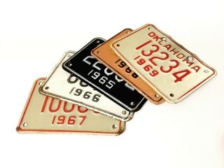 Rare 196os Oklahoma Motorcycle License Plate Set Of 5 Vintage Bike Tag Collector