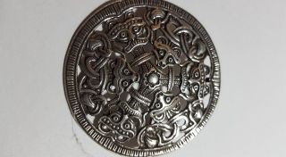 Norwegian David Andersen Viking Dragons Huge Brooch 925s Norway Silver 6cm