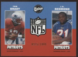 2000 Upper Deck Ud Vintage Tom Brady Redmond Rc Rookie 925/1000