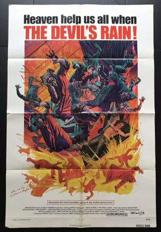 The Devil ' s Rain Signed Vintage Movie Poster 1975 Anton LaVey Satanic 2