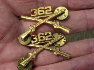 Us Army 91st Division 362nd Infantry Regt Numbered Officer Collar Brass Pair