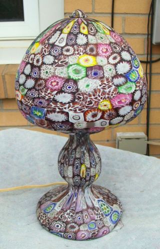 Antique Fratelli Toso Murano Millefiori Art Glass Table Lamp 15 " Tall