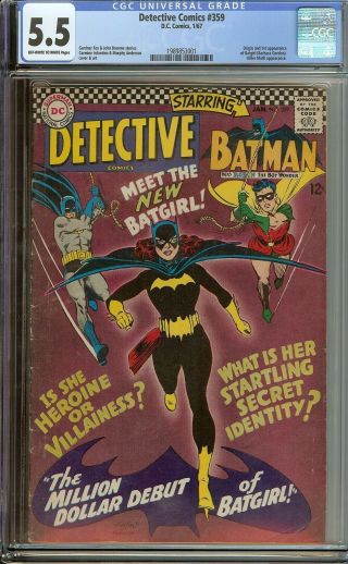 Detective Comics 359 Cgc 5.  5 Vintage Batman Hot Key 1st Batgirl - Barbara Gordon