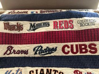 Rare Vtg.  2009 Pottery Barn Major League Baseball Twin Quilt Red Ticking