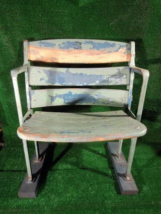 ⚾ Rare Vintage 1950s Yankee Wood Curved Back Stadium Seat Seafoam Green