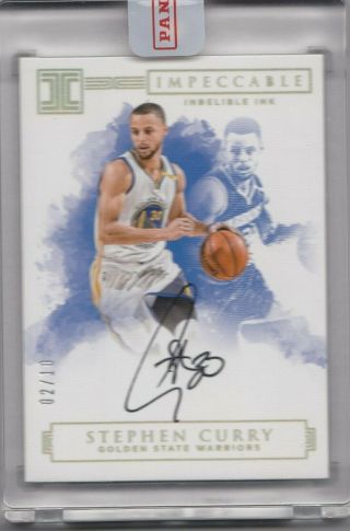 2016 - 17 Impeccable Stephen Steph Curry Indelible Ink Auto Gold /10 Rare