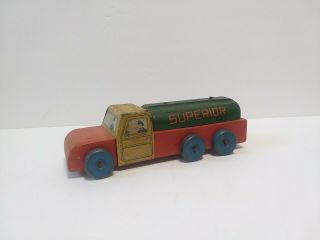 Antique Vintage Tin Wood Superior Oil & Gas Truck